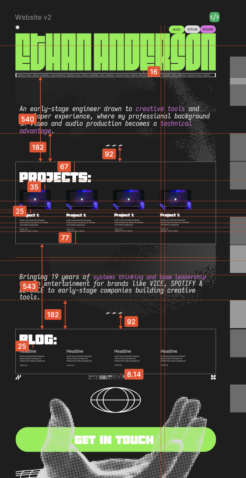 Figma spec with redline spacing measurements